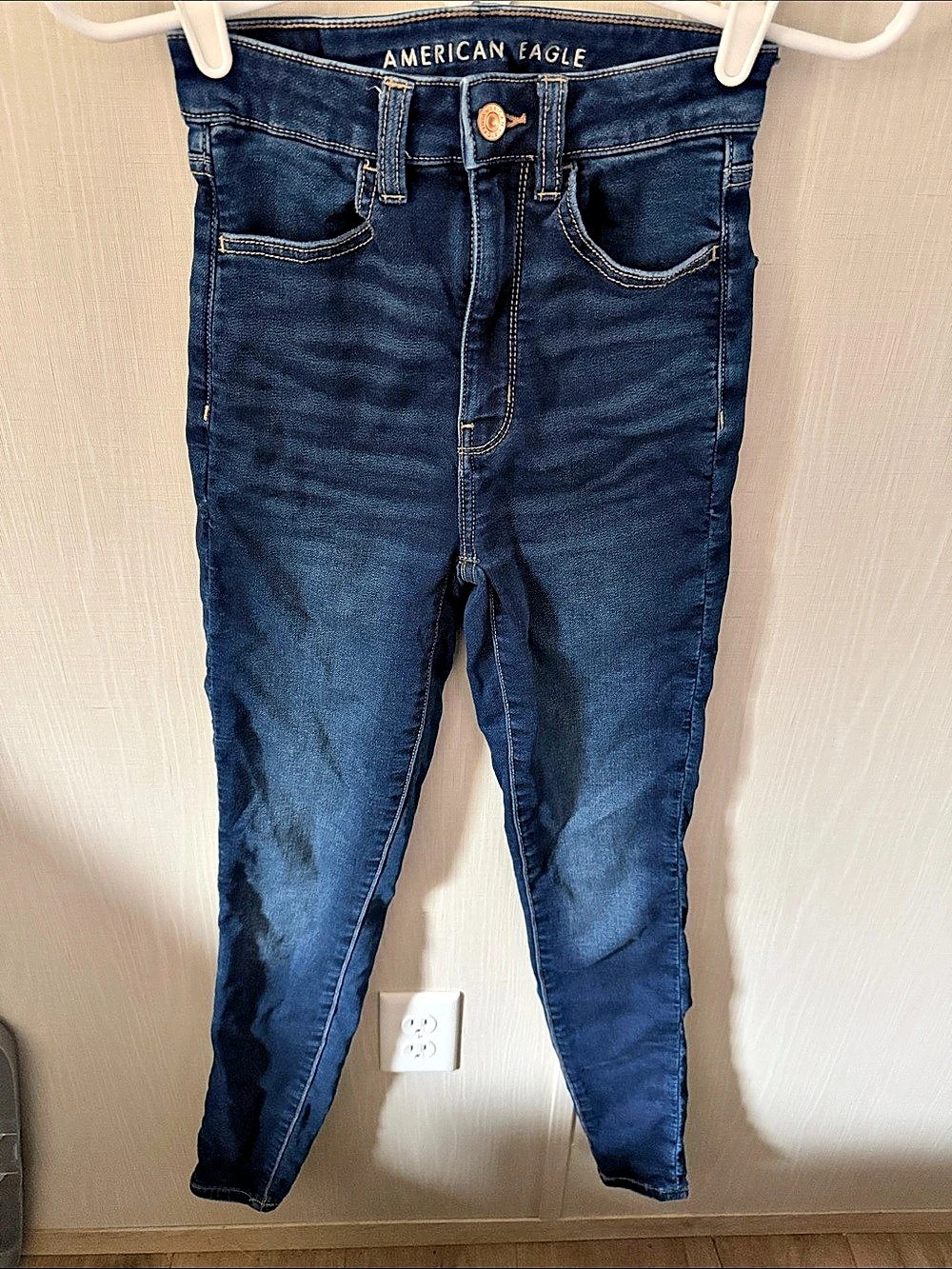 American Eagle Next Level Stretch Girls Jeans Waist 0 Long Blue